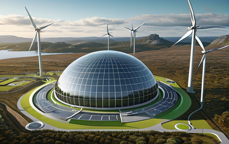 A symbolic representation of a rapidly diminishing global carbon budget, perhaps visualized as a transparent, finite energy sphere around Earth, with digital counters displaying decreasing numbers. Integrated within this scene, showcase futuristic, large-scale Swedish industrial innovation: a sleek, modern battery gigafactory (evoking Northvolt) nestled in a clean Nordic landscape with renewable energy sources like wind turbines, and an advanced, zero-emission steel plant (evoking H2 Green Steel) emitting only steam, symbolizing a sustainable future. The overall aesthetic should be one of technological hope and bold progress against a pressing environmental challenge.